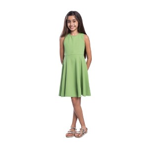 24seven Comfort Apparel Girls Sleeveless Knee Length Fit and Flare Dress - 1 of 4