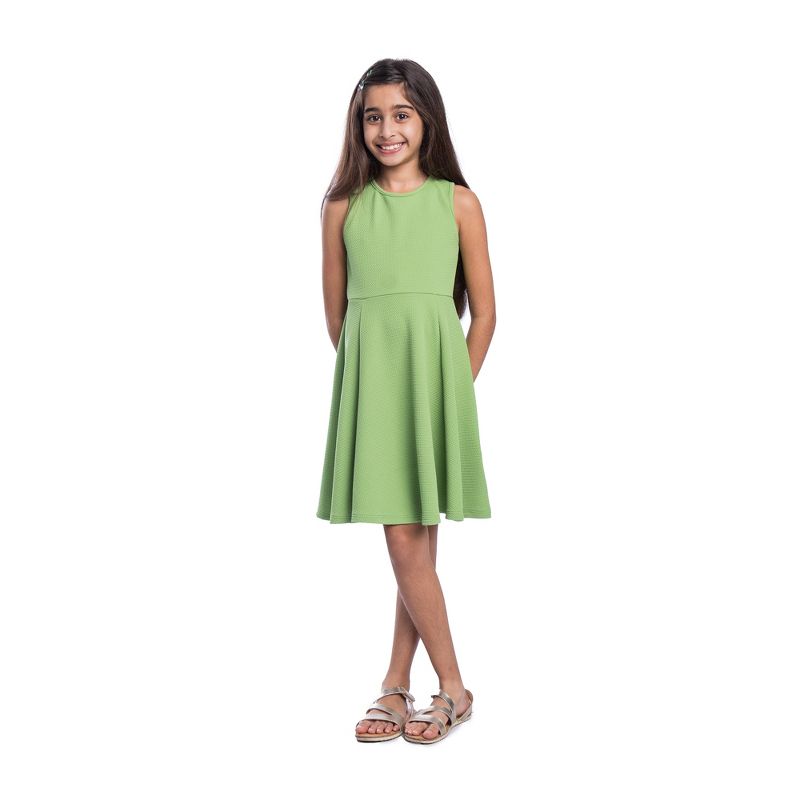 24seven Comfort Apparel Girls Sleeveless Knee Length Fit and Flare Dress, 1 of 5