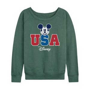 Women's - Disney - Americana Lightweight French Terry Wide Neck Long Sleeve Shirt - 1 of 4