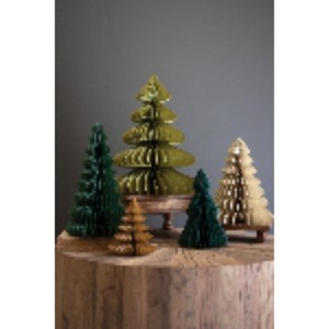 Kalalou Set of Five Paper Accordion Christmas Trees – One Each Style - 1 of 3