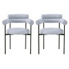 Modern Fabric Upholstered Dining Arm Chairs Set of 2,Curved Back Armrest Dining Chair with Metal Legs,Barrel Kitchen Dining Armchair-Coolbibila - 3 of 4