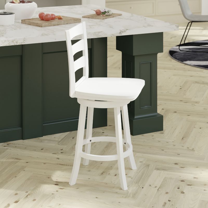 Emma and Oliver Classic Ladderback Counter Height Dining Stool with Wood Seat, 4 of 12