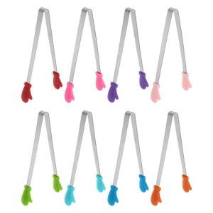 Unique Bargains Stainless Steel Silicone Tips Cooking Grilling Food Tongs 8 Pcs - 1 of 4