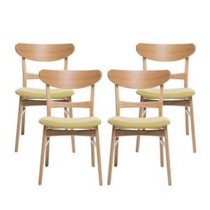 Christopher Knight Home Isador Mid Century Modern Upholstered Rubberwood Dining Chairs (Set of 4) - 1 of 4