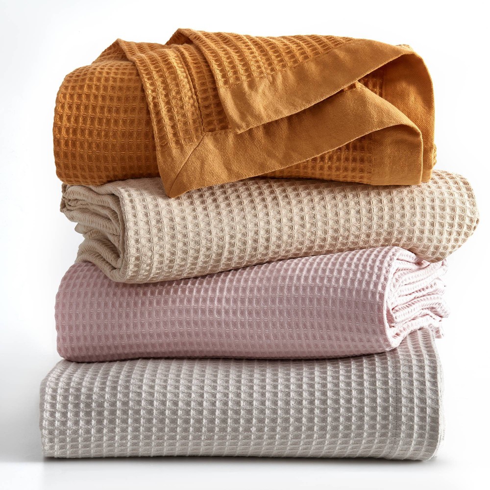 Photos - Duvet Twin 100 Cotton 300GSM Solid Waffle Blanket Blush - Isla Jade: Gender Neutral, OEKO-TEX Certified, No Fill