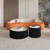 Kumasinova Modern Round Coffee Table with Light Marble Top,18"/30" PU Leather Center Table with Cylinder Shape,Side Table for Living Room Furniture - 4 of 4