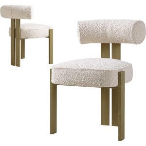 Modern Dining Chairs with Plush Boucle Fabric, Comfortable Kitchen Chairs with Ergonomic Back & Sturdy Wood Frame - 1 of 4