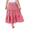 Women's Plus Size 1950s Gingham Plaid Tiered Layer Flowy Vintage Casual Maxi A Line Skirts with Pockets - Agnes Orinda - 4 of 4