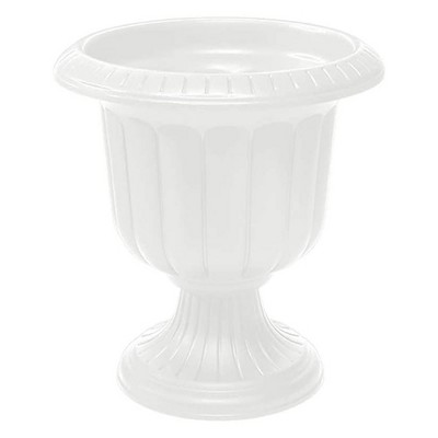 Novelty 19 Inch Indoor Outdoor UV Protected Plastic Classic Urn Planter with Detachable Base for Small Shrubs or Flowers, White