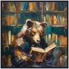 Kate & Laurel All Things Decor 30"x30" Sylvie Traditional Bear Reading in Library Framed Canvas by The Creative Bunch Beaded Black - 2 of 4