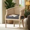 French Country Style Accent Chair Solid Rubberwood Frame with Cane Webbing & Upholstered Seat - 2 of 4