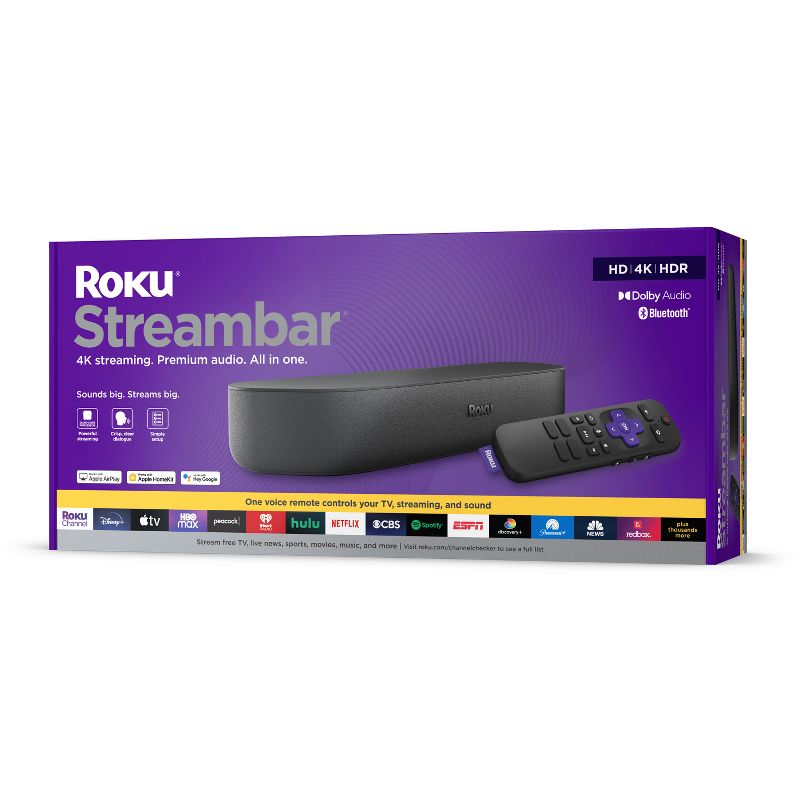 Roku Streambar 4K/HD/HDR Streaming Media Player &#38; Premium Audio, All In One with Roku Voice Remote, 6 of 10