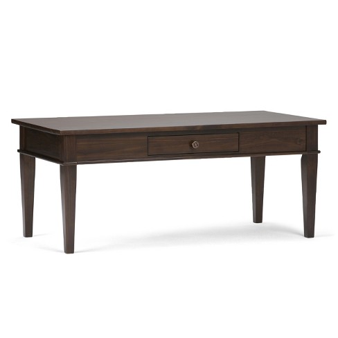 48 Rhonda Solid Mango Wood Coffee Table Dark Cognac Brown - WyndenHall