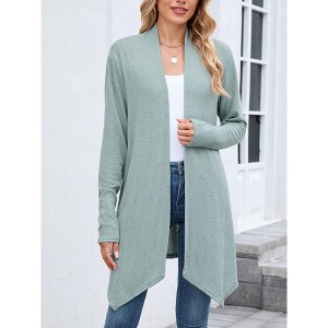 Women's Open Front Cardigan Shirt Casual Long Sleeve Lightweight Sweater Cardigan - 1 of 4