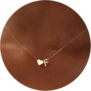 Initial Necklace - 18K Gold Plated Heart Pendant with A-Z Letters, Dainty Birthday Gift for Women and Teen Girls - 1 of 4