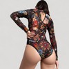 Anna-Kaci Swim Women's Tattoo Print Mesh Long Sleeve Bodysuit with Scoop Neck - 4 of 4