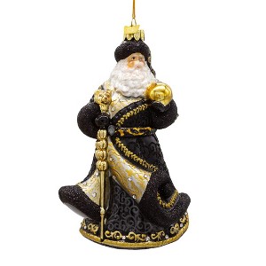 Kurt Adler 7-Inch Bellissimo Glass Santa In Midnight Black Ornament - 1 of 4