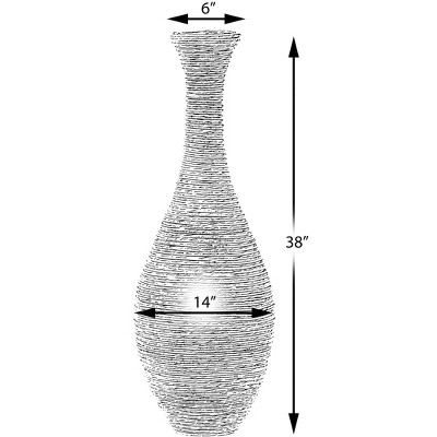 Beige Tall Artificial Rattan Floor Vase, 38 Inches