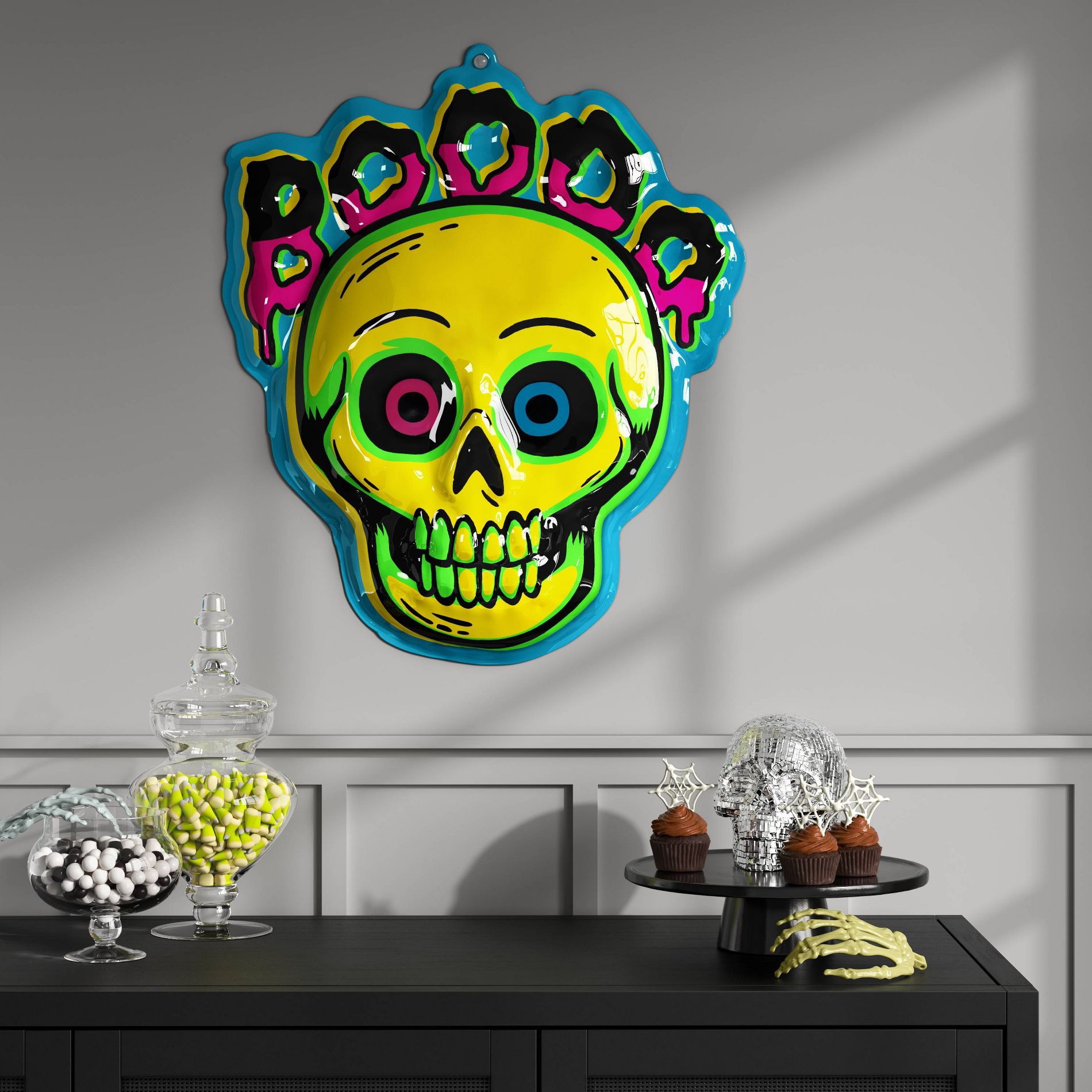 27"x23" Halloween Boo Skull Vac Form Sign Unframed Wall Art - Hyde and EEK! Boutique™