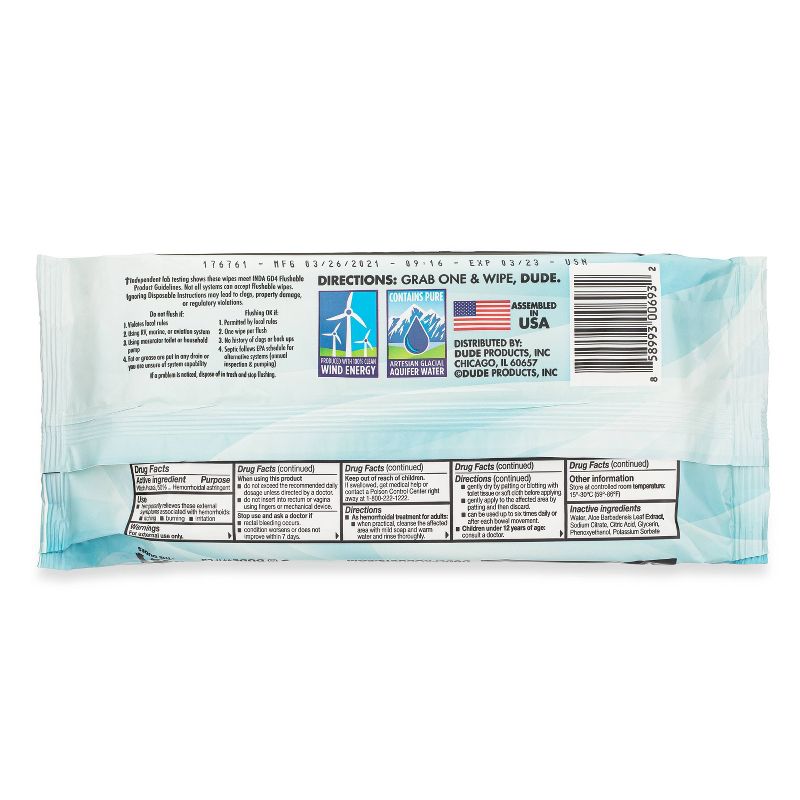 Dude Wipes Fragrance Free Medicated Flushable Wipes - 48ct, 4 of 8