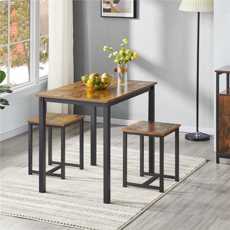 Yaheetech Industrial 3-Piece Space Saving Dining Table Set, for Kitchen, Dining Room, 2 of 8
