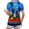 Nlife Womens Puff Short Sleeve Hawaiian Shirts Floral Tropic Printed Pleated V Neck Summer Casual T-Shirt Trendy Boho Blouses Tops - 4 of 4