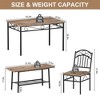 Dining Table Set for 4, 4 Piece Dining Room Table Set, 43.3" Kitchen Table Set with Chairs & Bench - 2 of 4