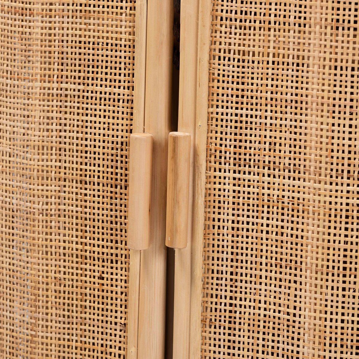 bali & pari Yanka Natural Rattan Storage Cabinet Natural: Handcrafted, 2-Shelf, Bohemian Design - thumbnail 6