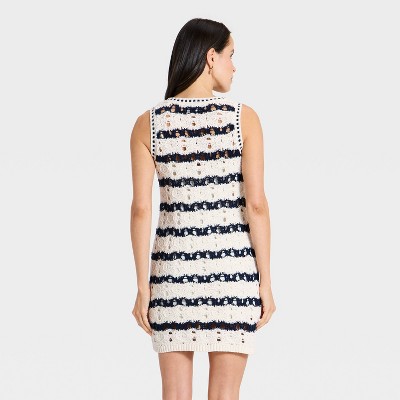 Женские платья Universal Thread Women's Mini Sweater Dress - Universal Thread™ Navy Blue Striped M — фото 2