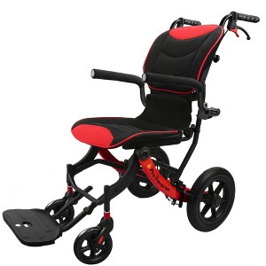 Wheelchairs for Adults,Transport Wheelchair Lightweight Foldable with Removable Cushion,Red - 1 of 4