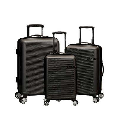 Rockland Pista 3 PC ABS Non-Expandable Luggage Set, Purple