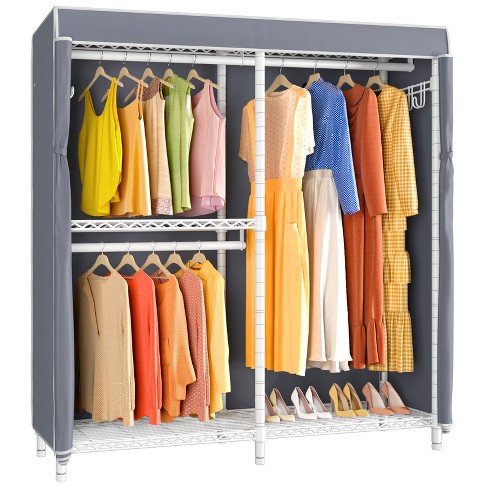 Freestanding Closet Organizer, Industrial 3 Rod Garment RackWhite