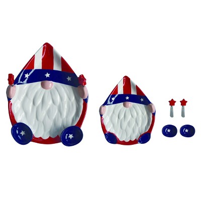 Transpac Ceramic 14" Uncle Sam Gnome Chip and Dip Set of 5