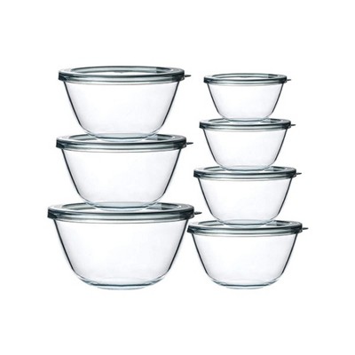 Apex Vanguards 14-Piece Glass Salad Bowl Containers