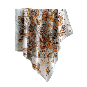 Anna-Kaci Women's Floral Print Satin Scarf with Elegant Design 27.5×27.5 Inches - 1 of 4