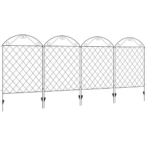 Outsunny Garden Fence for Dogs, 4 Pack Metal Fence Panels, 11.5', Animal Barrier & Decorative Scrollwork Yard Border Edging , Landscape, 43" H, Arched - 1 of 4