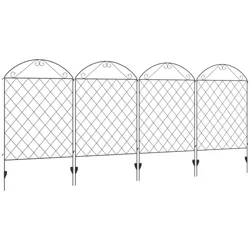 Outsunny Garden Fence for Dogs, 4 Pack Metal Fence Panels, 11.5', Animal Barrier & Decorative Scrollwork Yard Border Edging , Landscape, 43" H, Arched