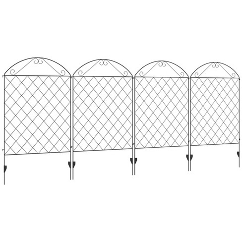 Outsunny Garden Fence for Dogs, 4 Pack Metal Fence Panels, 11.5', Animal Barrier & Decorative Scrollwork Yard Border Edging , Landscape, 43" H, Arched - image 1 of 4