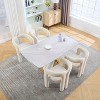 MAYEERTY Modern Soft Chenille Accent Chair - Open Back 3-Leg Barrel - Comfy Dining Set of 2 (Beige) - 4 of 4
