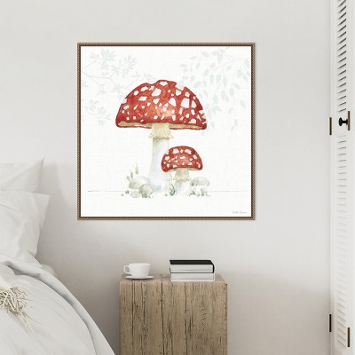 Beth Grove Red Mushroom Watercolor Canvas Print with Bronze Frame, 30 x 30
