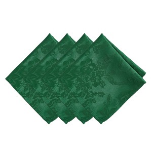 Elrene Poinsettia Elegance Jacquard Holiday Napkins, Set of 4 - 17" x 17" - Elrene Home Fashions - 1 of 4