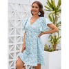 Women's Flutter Sleeve Mini Dress Button Detail Babydoll Sundress Casual Summer Dress - 3 of 4