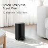 Aoibox Small Black Trash Can with Lid and Foot Pedal, Mini Round Wastebasket for Bathroom, Bedroom, Office, 1.2 Gallons Capacity, Matte Black - 2 of 4