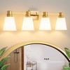 POWLIG 30-in 4-Light Gold Modern Dimmable Vanity Light with Cone Milk White Glass Shade Suitable for Bathroom Living Room - 2 of 4