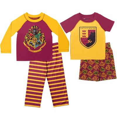 Harry Potter Gryffindor Pajama Shirt Pants And Shorts 4 Piece Set ...