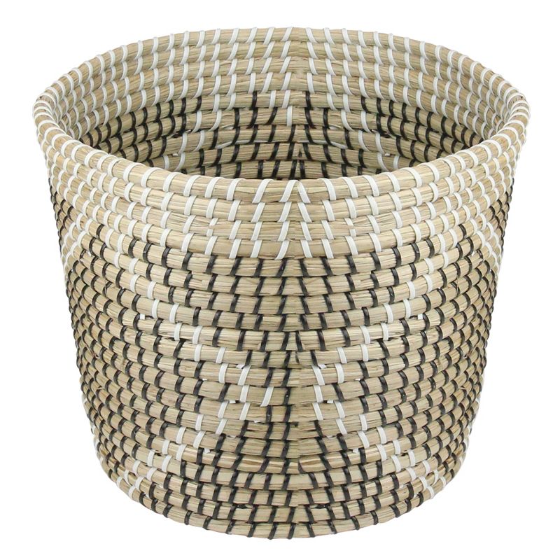 Northlight 12" Beige Seagrass Woven Basket with Black and White Accents, 3 of 5