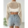 Womens Long Sleeve Crochet Knit Bolero Open Front Cropped Lightweight Cardigan Cover Up Tops - 2 of 4