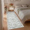 Washable Floral Runner Rug - Ultra-Soft Vintage Print Stain-Resistant Carpet Easy-Clean Distressed Floor Mat for Hallway Laundry Room Bedroom - 2 of 4