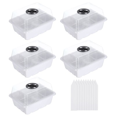 Unique Bargains Plastic Adjustable Humidity Reusable Breathable Seeding Tray 7.5 x 6 x 4.5 Inch White 12 Pcs