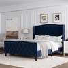 Queen Size Upholstered Platform Bed with Wingback Headboard and Wood Slat Support - 2 of 4